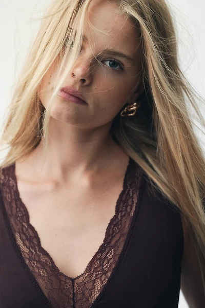 Lace-Trimmed Thong Bodysuit