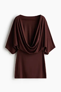 Cape-Sleeved Low-Back Dress