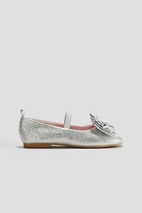 Glittery Ballet Flats with Bow