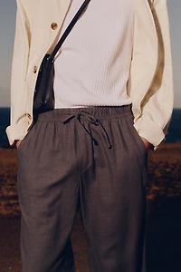 Relaxed Fit Linen-Blend Pants