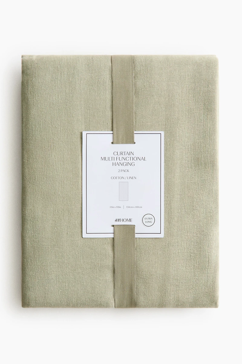 2-Pack Long Linen-Blend Curtain Panels