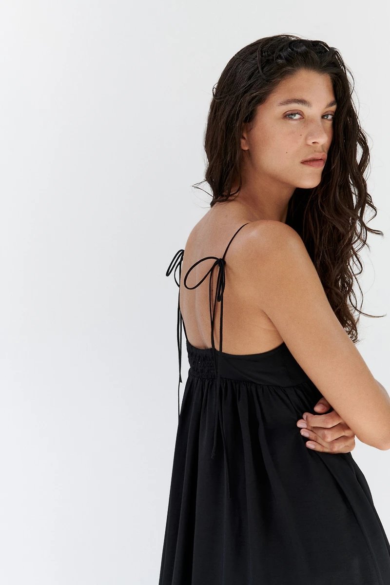 Tie-Shoulder-Strap Midi Dress