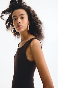 Flared-Skirt Low-Back Dress