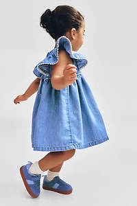 Embroidered-Detail Denim Dress