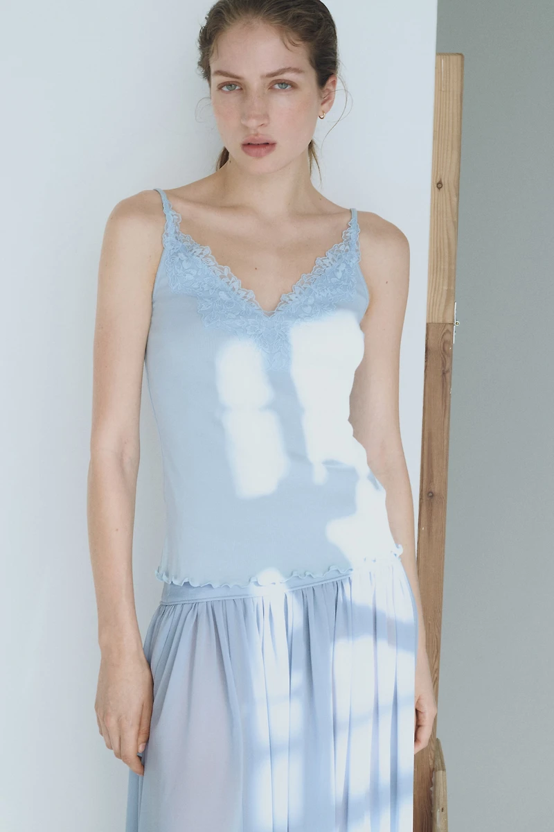 Lace-Trimmed Camisole Top
