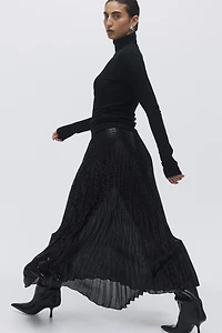 Sequined Plissé Skirt