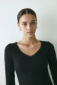 Lace-Trimmed Jersey Top