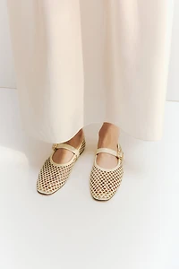 Perforated Mary Jane Ballet Flats