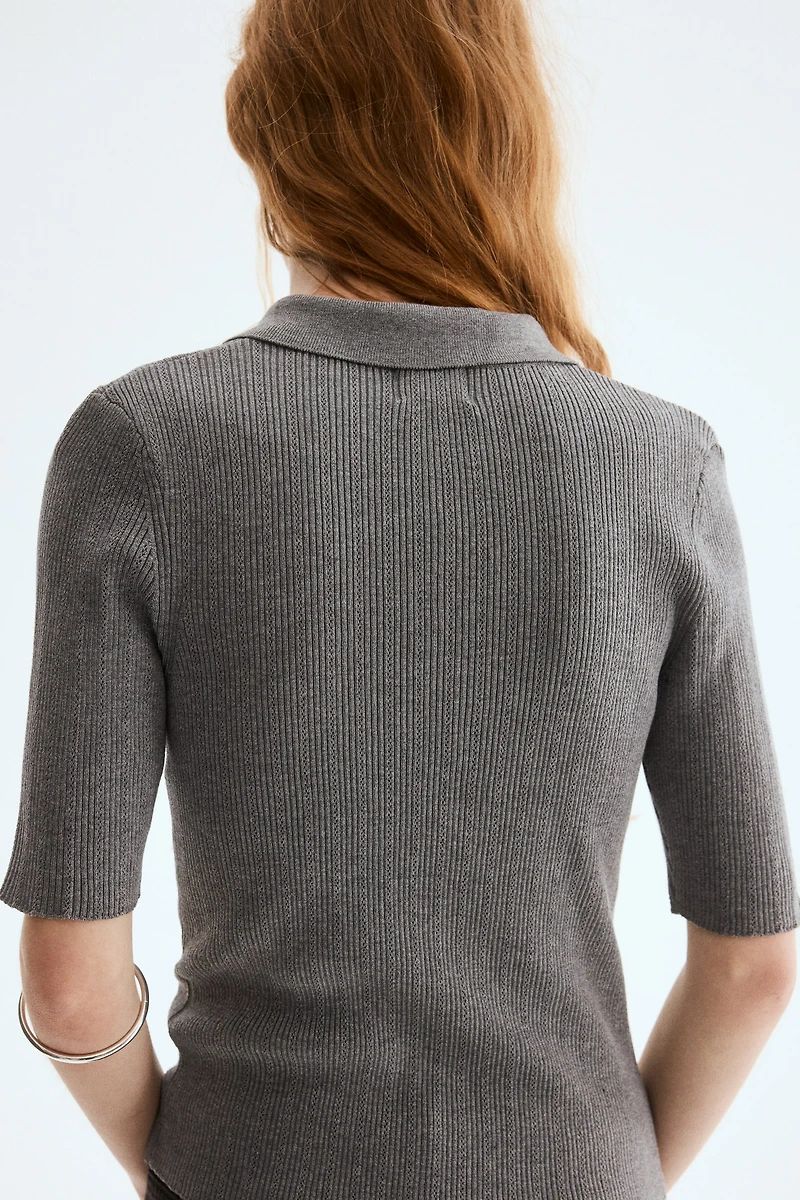 Haut en tricot pointelle