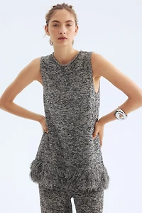 Fringe-Trimmed Knit Top