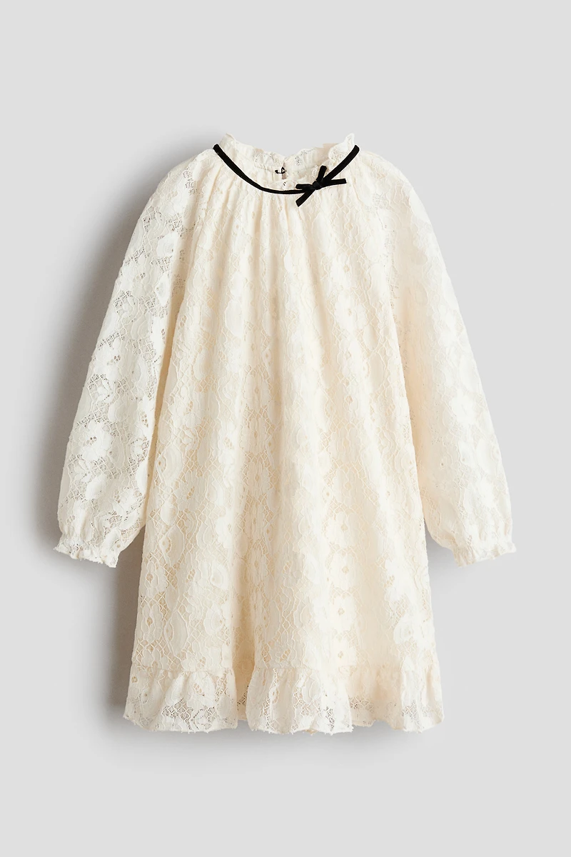 Ruffle-Trimmed Lace Dress