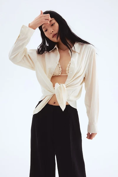 Wide-Leg Linen-Blend Pants