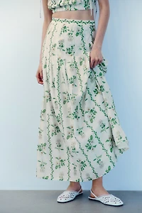 Flared Linen-Blend Skirt