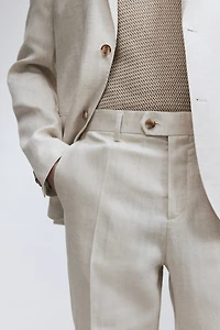 Regular-Fit Tailored Linen-Blend Pants