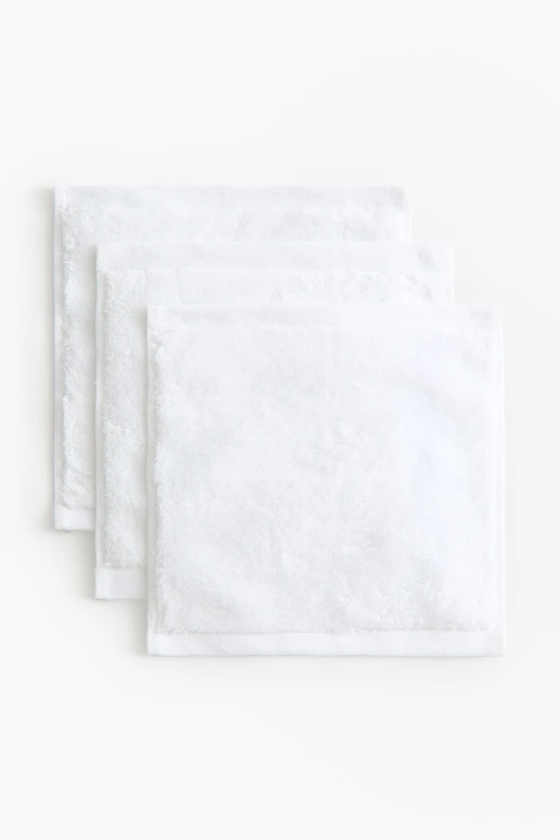 Lot de 3 carrés de toilette en tissu éponge doux