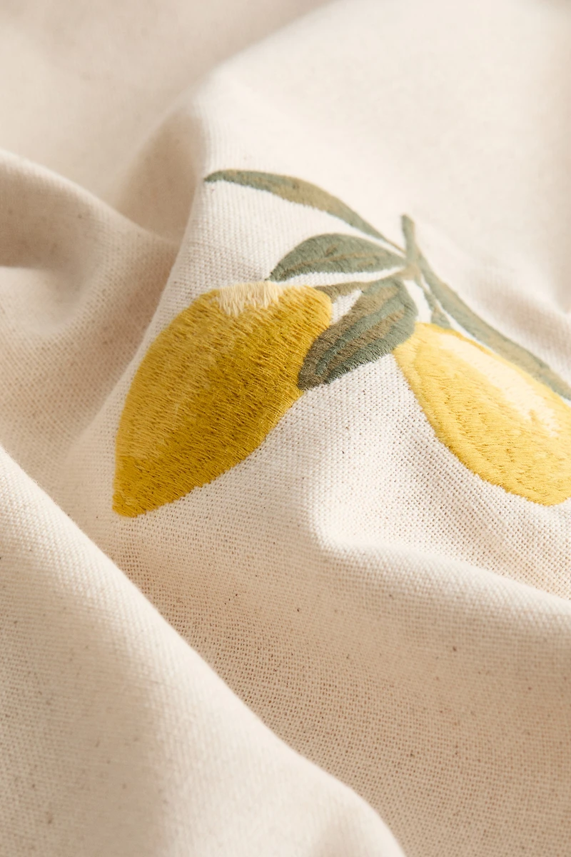 Embroidered-Motif Cotton Cushion Cover