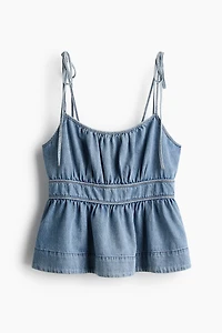 Haut en denim avec bretelles à nouer