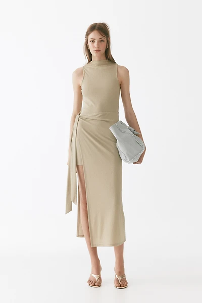Skirt-Panel Ribbed Dress
