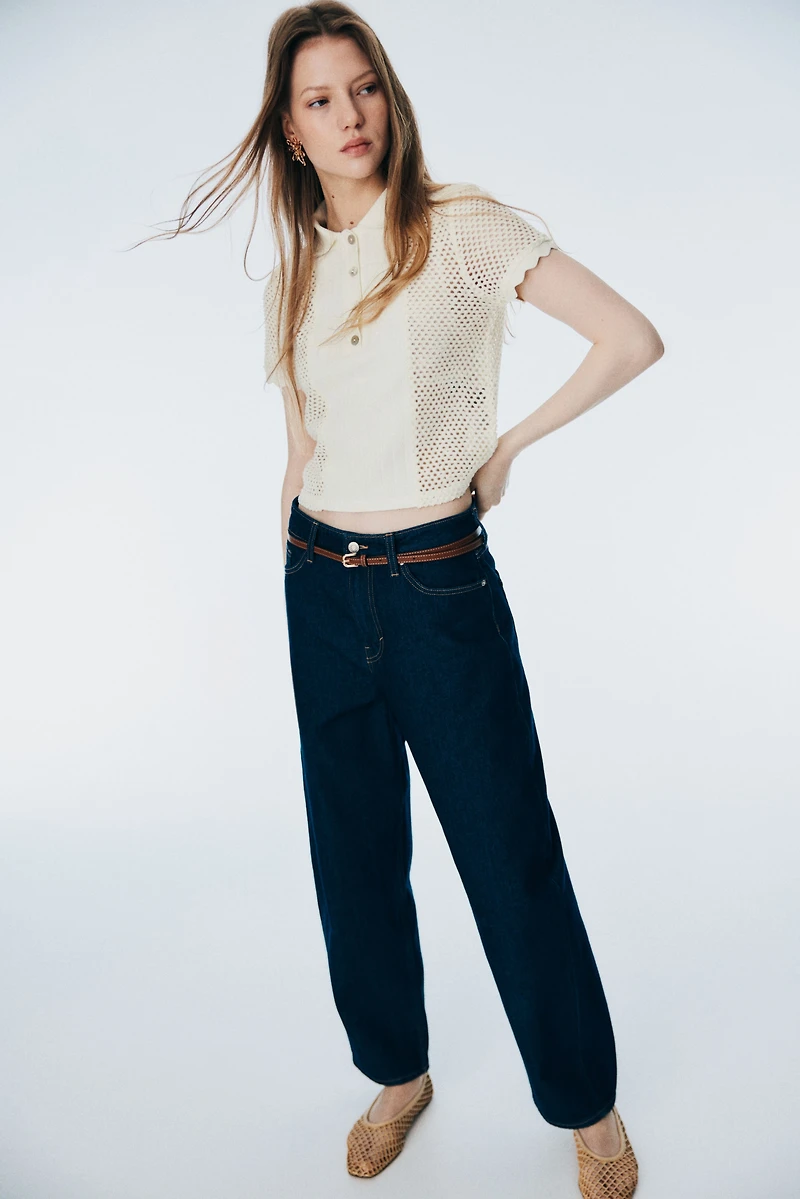 Open-Knit Polo Shirt