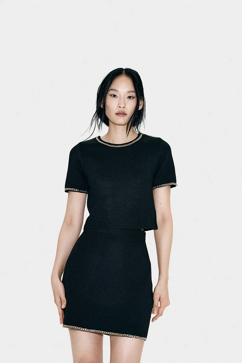 Chain-Detail Knit Skirt