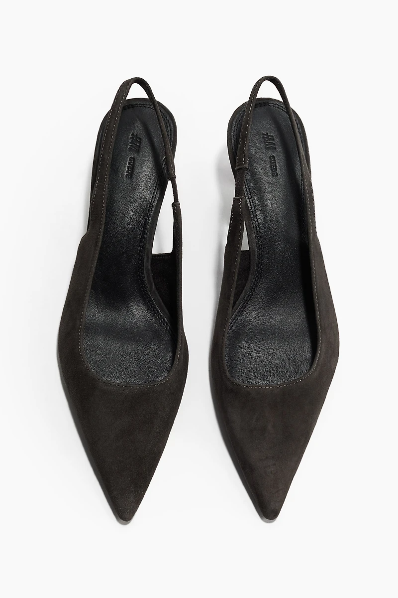 Escarpins en cuir velours avec bride arrière