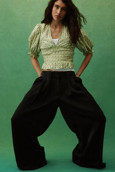 Smocked-Waist Blouse