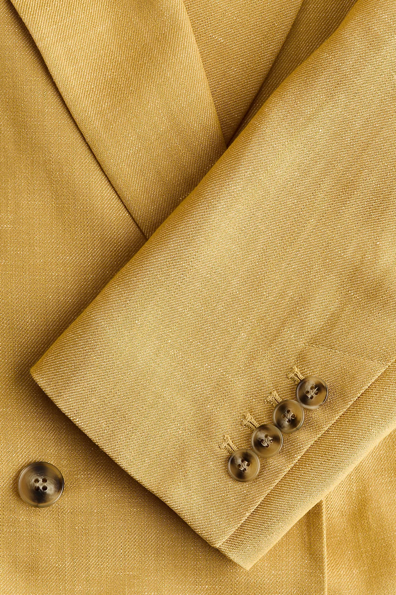 Double-Breasted Linen-Blend Jacket