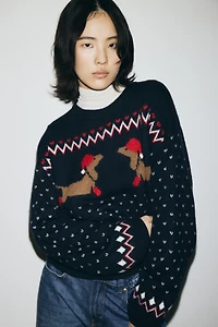 Chandail ample en tricot jacquard