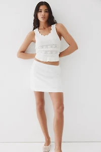 Linen-Blend Mini Skort