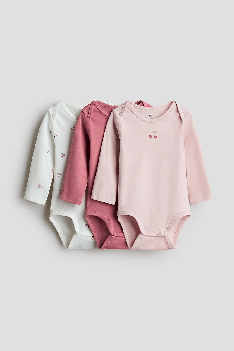 3-Pack Cotton Bodysuits with Lap Shoulders
