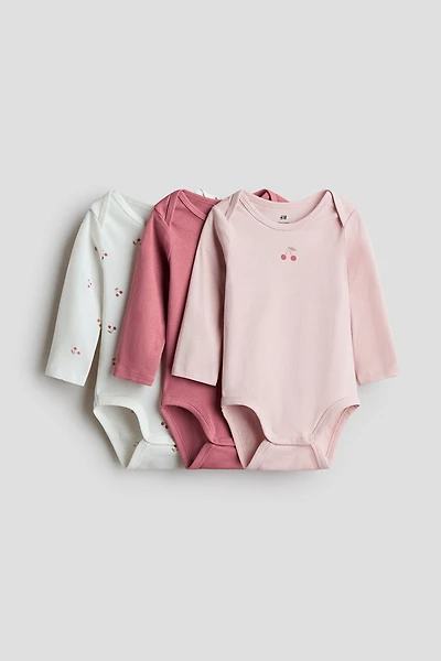 3-Pack Cotton Bodysuits with Lap Shoulders