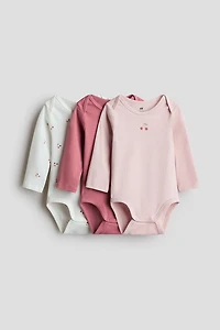 3-Pack Cotton Bodysuits with Lap Shoulders