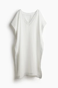 Linen-Blend Beach Kaftan