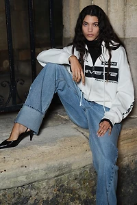 Oversized Printed Hooded Jacket