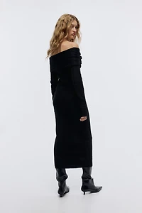 Fine-Knit Off-the-Shoulder Dress