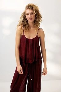 Crinkled Tie-Strap Beach Top