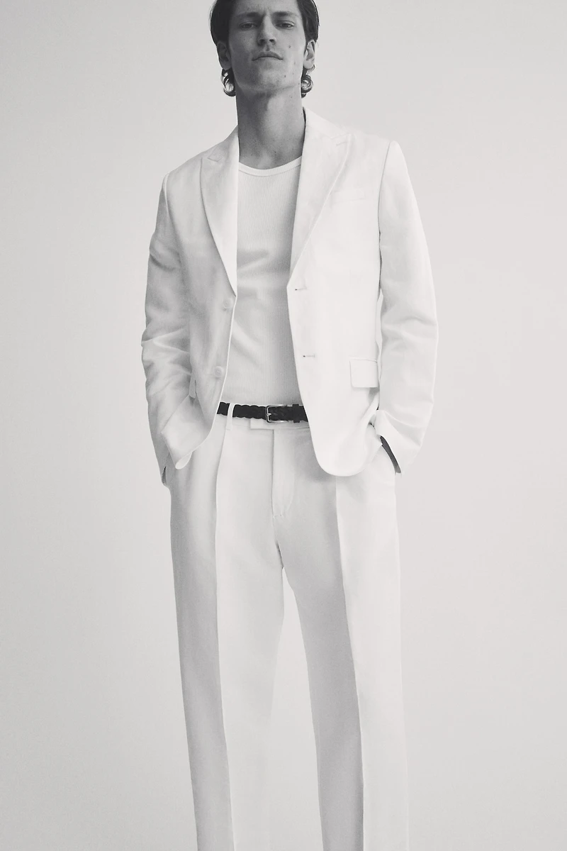 Regular-Fit Linen-Blend Suit Pants