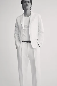 Regular-Fit Linen-Blend Suit Pants