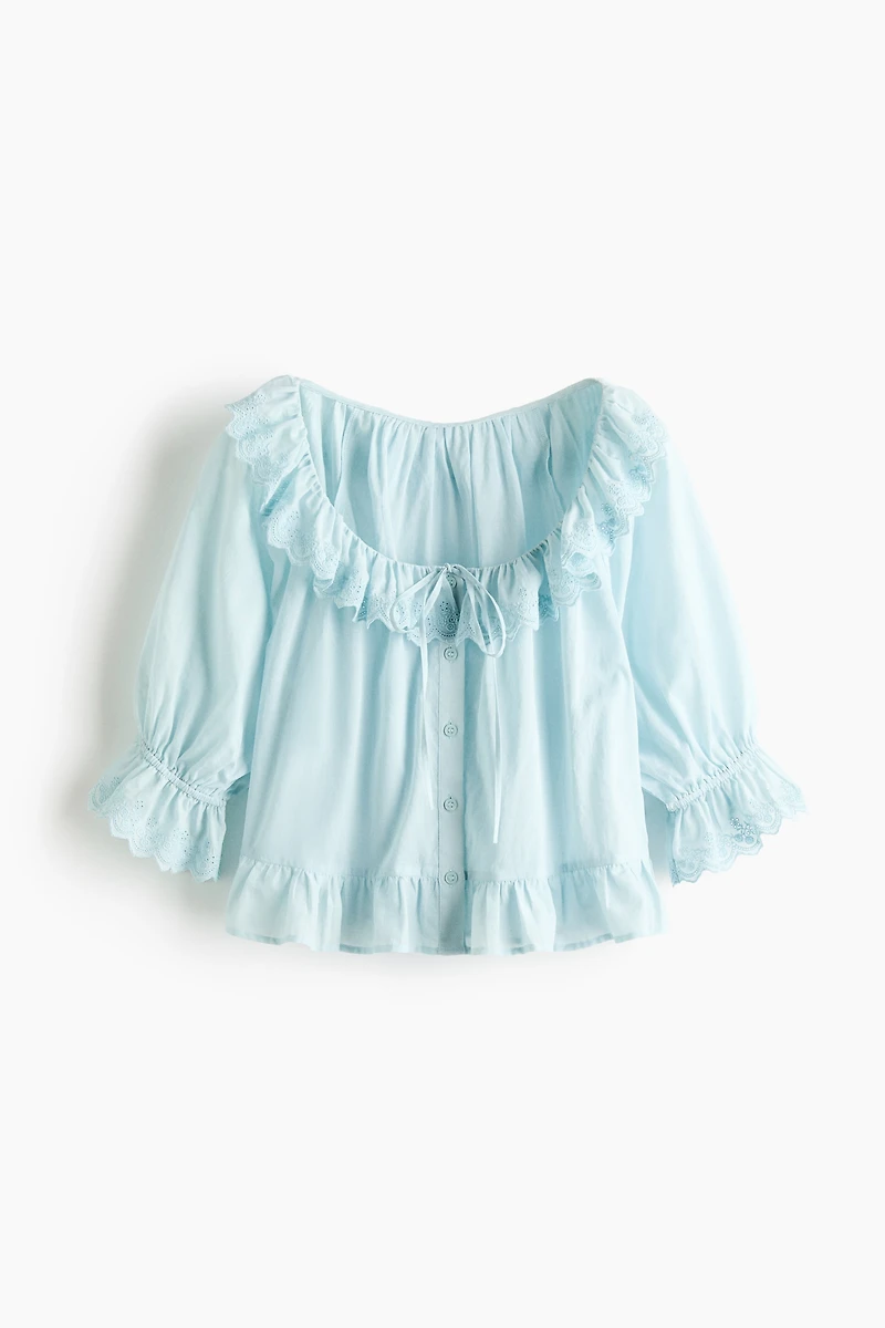 Cotton Blouse with Eyelet Embroidery