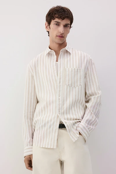 Regular-Fit Linen-Blend Shirt