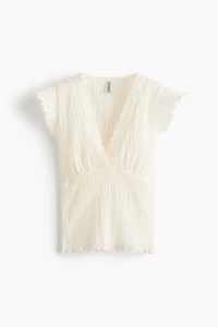 Lace-Trimmed Smocked Top