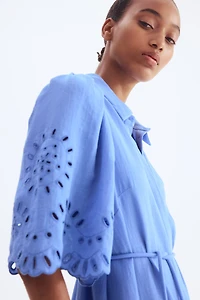 Shirt Dress with Eyelet Embroidery