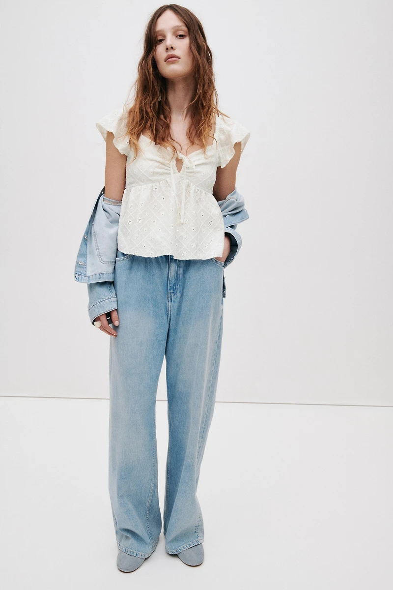 Blouse en jersey pointelle