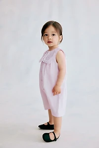 Cotton Romper Suit with Sailor Collar