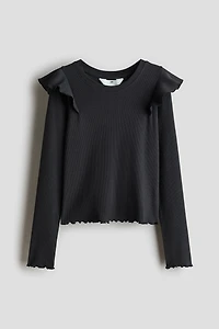 Ruffle-Trimmed Cotton Top