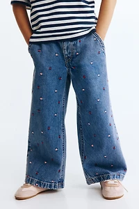 Jean jambes larges sur taille élastique