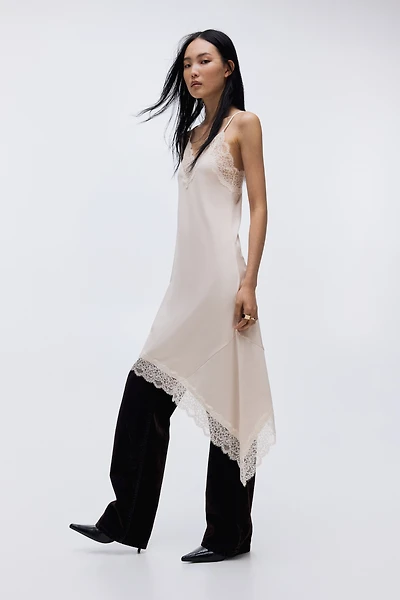 Lace-Trimmed Slip Dress