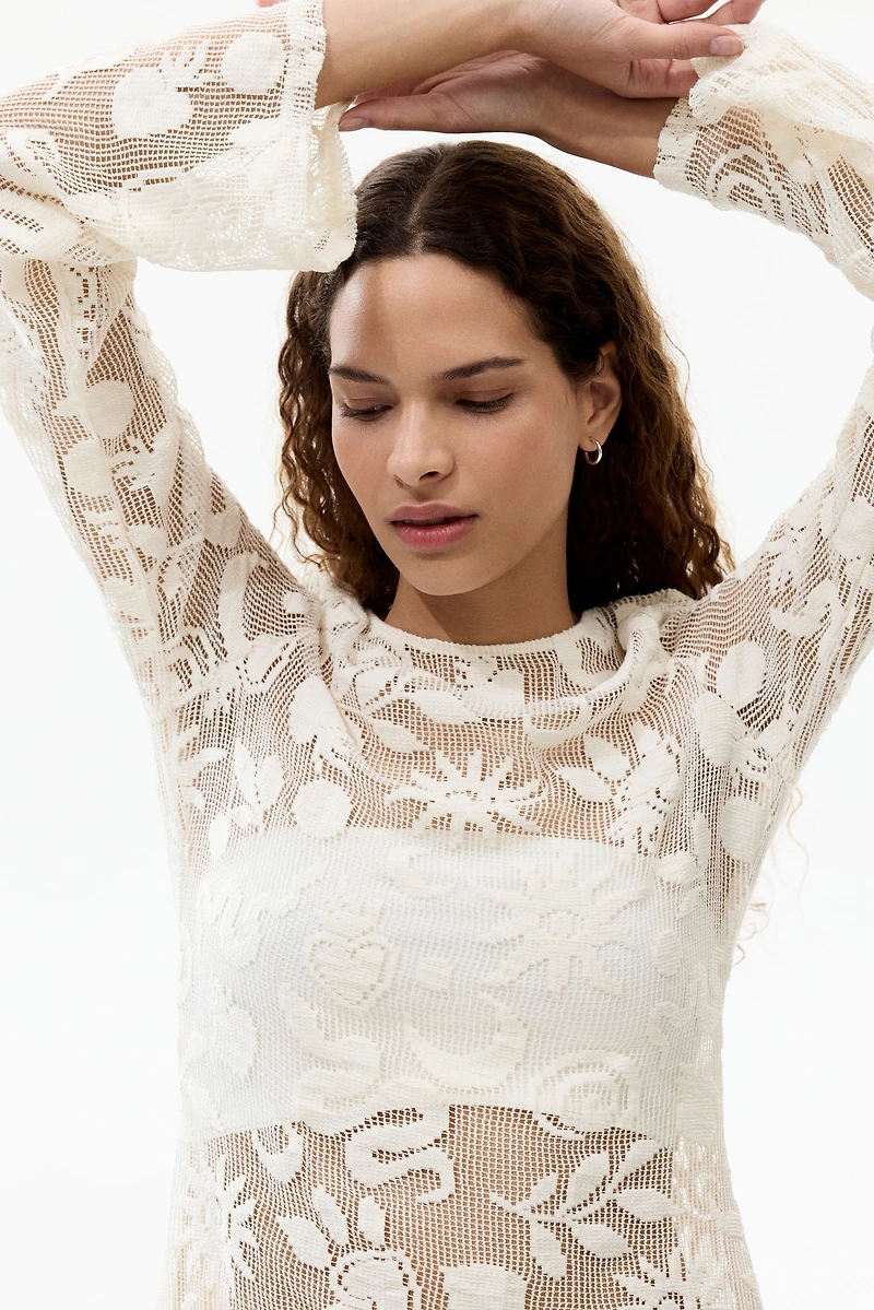 Motif-Detail Mesh Dress