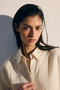 Beach Shirt with Eyelet Embroidery