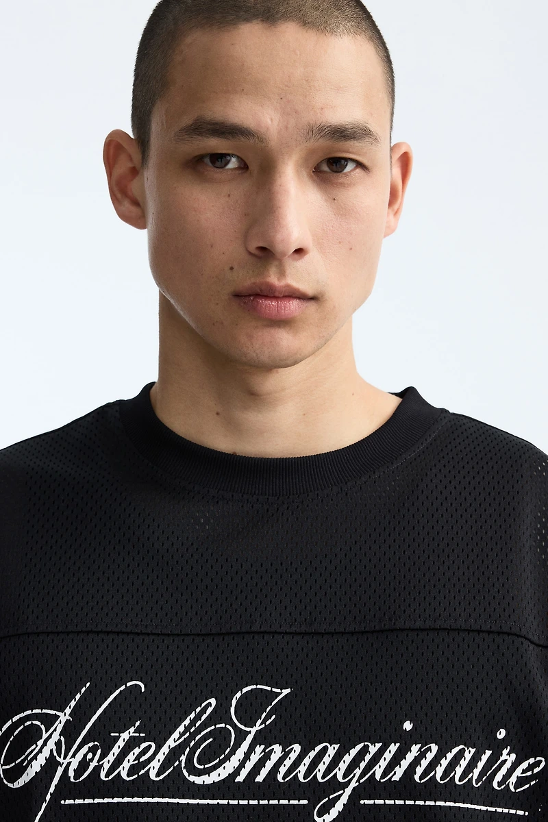 Oversized Printed Mesh T-Shirt